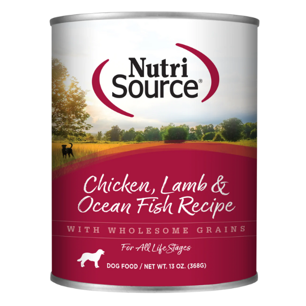 NutriSource Chicken, Lamb & Ocean Fish Canned Dog Food 13-oz 